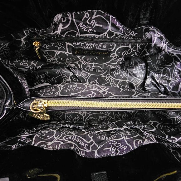 Betsey Johnson New Double Big Bow Black And White Satchel Shoulder Handbag - Picture 3 of 16